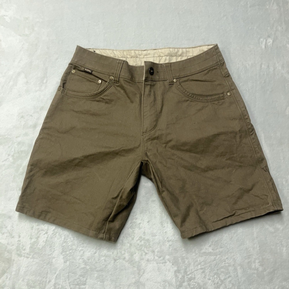 Kuhl RYDR Shorts Mens 31x32 Brown Vintage Patina Dye Hiking Utility Scuff Guard